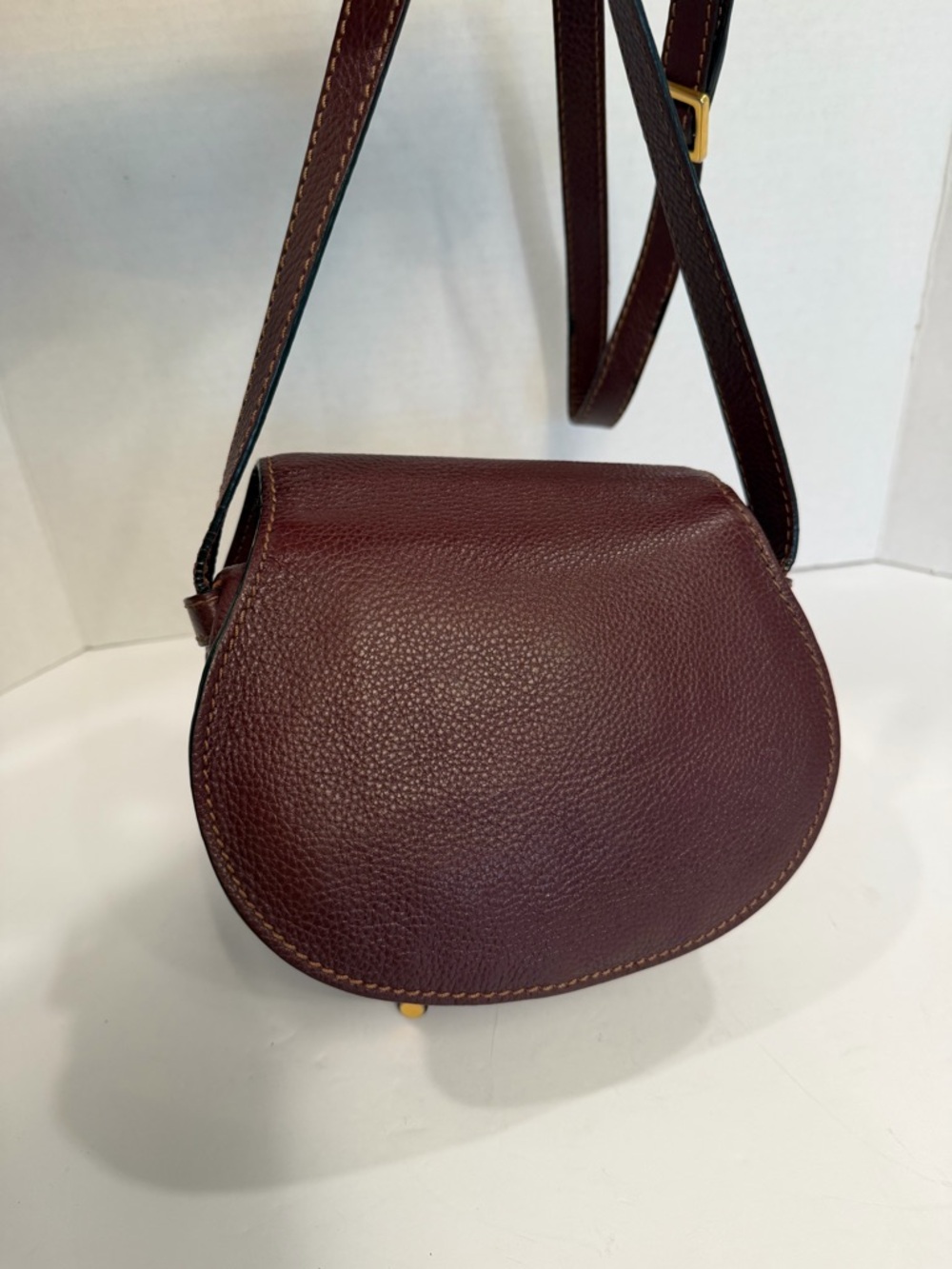 CHLOE Grained Calfskin Small Marcie Saddle Bag Dimness burgundy - Picture 7 of 10